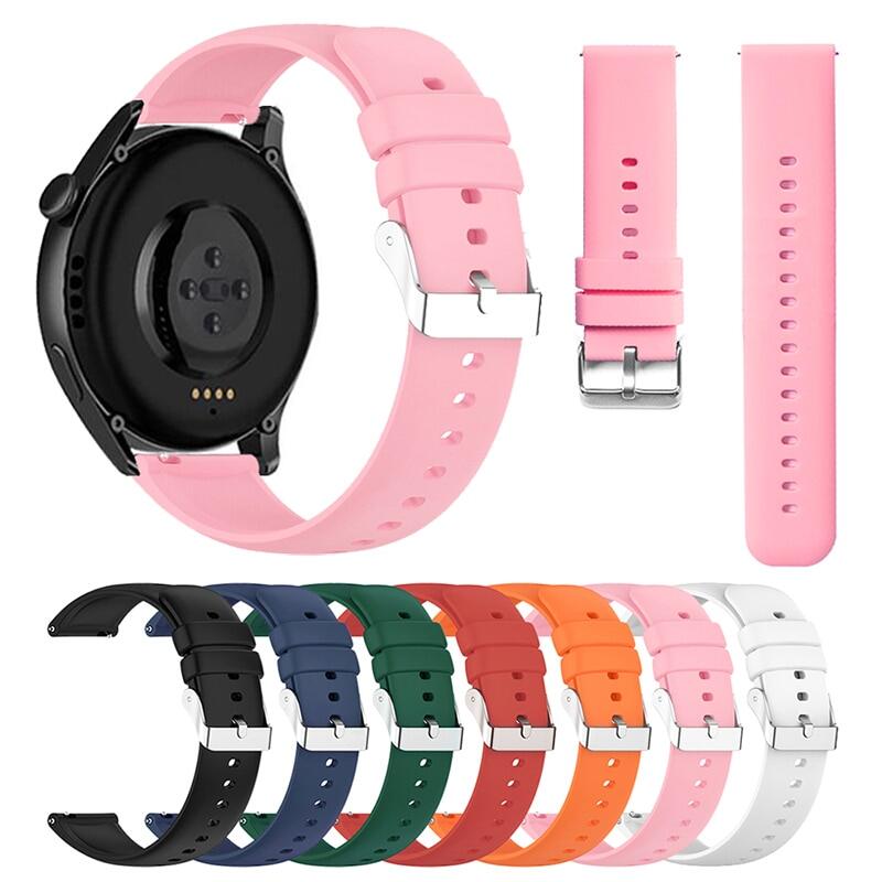 20mm 22mm Soft Silicone Strap Quick Release Sport Waterproof Men Women Replacement Bracelet Band Watch Accessories for Smart Watch Pink