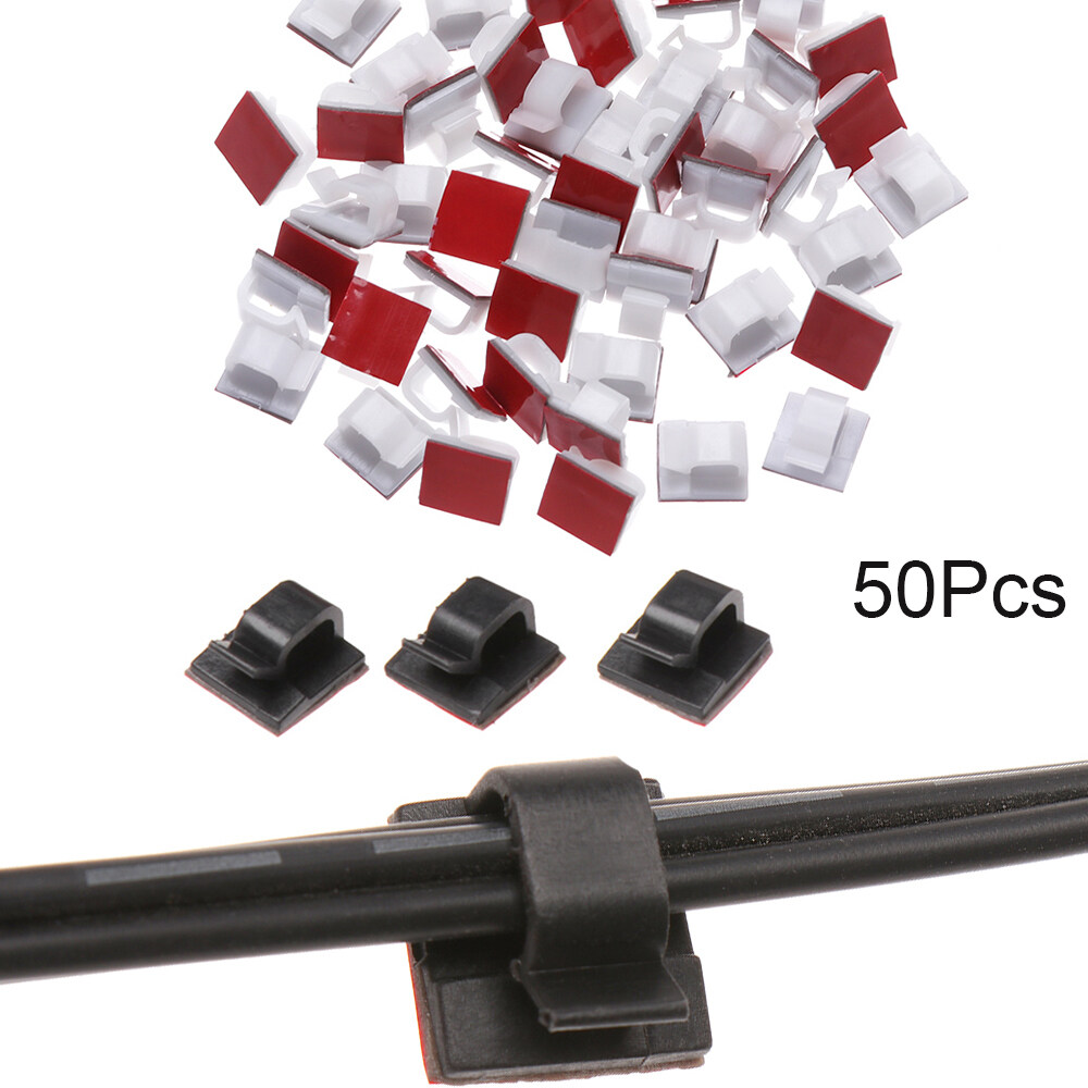 50pcs Driving Recorder Cable Holder Fixer Clips Wire Organizer Adhesive Charger Cord Management Car GPS Clamp