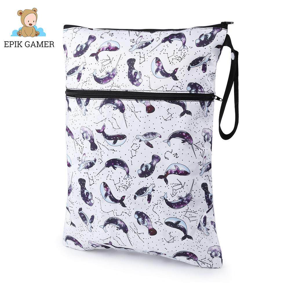 Waterproof Reusable Wet Bag Printed Nappy Bags Diaper Bag with Two Zipper