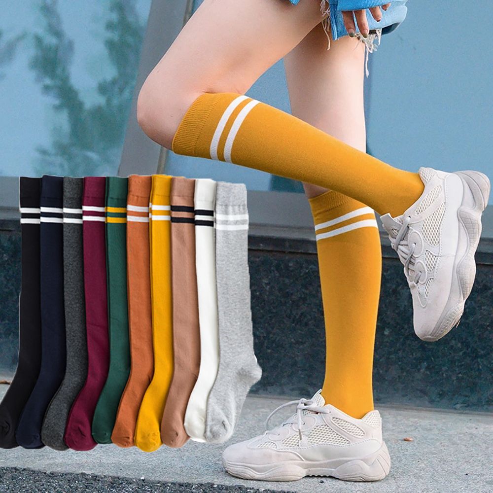 NANT Unique Elastic Two Bar Cotton JK Multicolor For Girl Women Stockings Striped Long Socks Hosiery Knee Socks