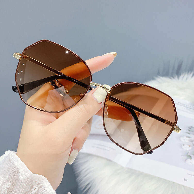 IMPALA PG1638W Fashion Sunglasses for Women Korean Style Polarized Sunglasses Anti Glare UV Protection Driving Eyewear Resin HD Lens Metal Frame Lady Sun Glasses