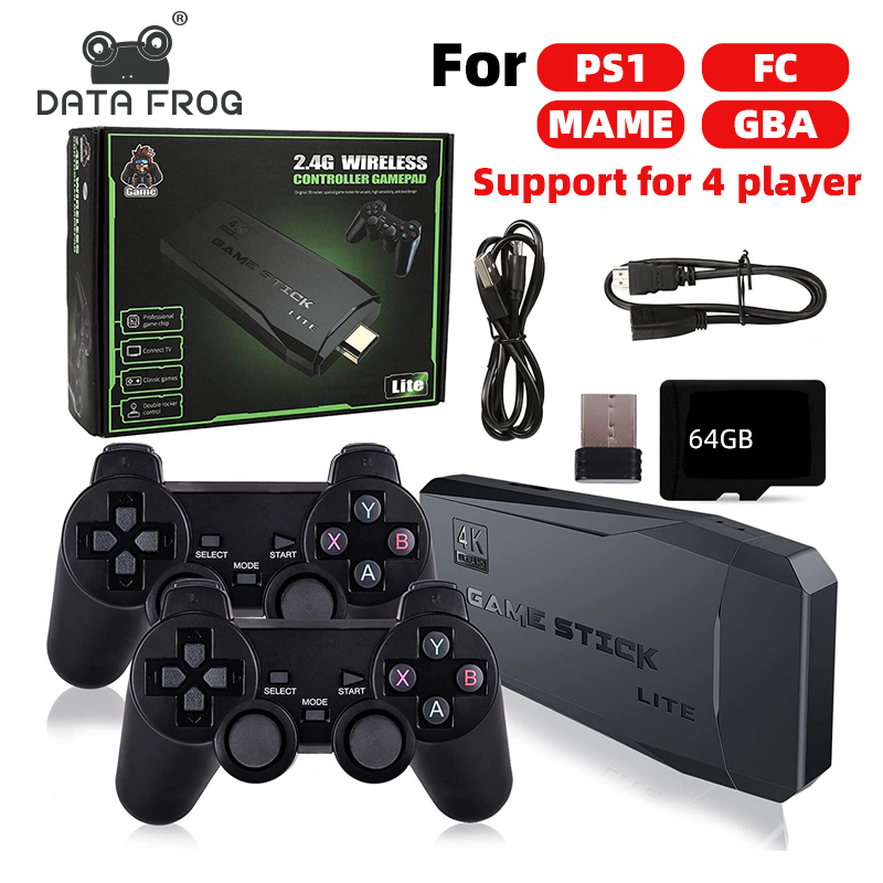 DATA FROG TV Video Game Console 2.4G Double Wireless Controller Built in 3000 10000 Games Support For PS1 GBA Game Console