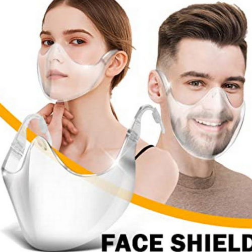 Everwarm【Anti-fog】1PCS Acrylic Full Face Shield Visor Acrylic Large Mirror Guard Protector Transparent Full Mouth Shield Face Cover Mouth Cover for Adult Kitchen Anti-oil