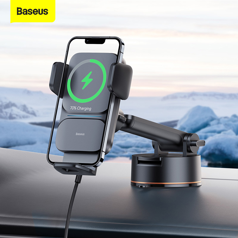 Baseus Automatic Alignment Car Phone Holder Wireless Charger For Samsung iPhone Xiaomi Huawei Holder Car Holder Support in Car Phone Stand