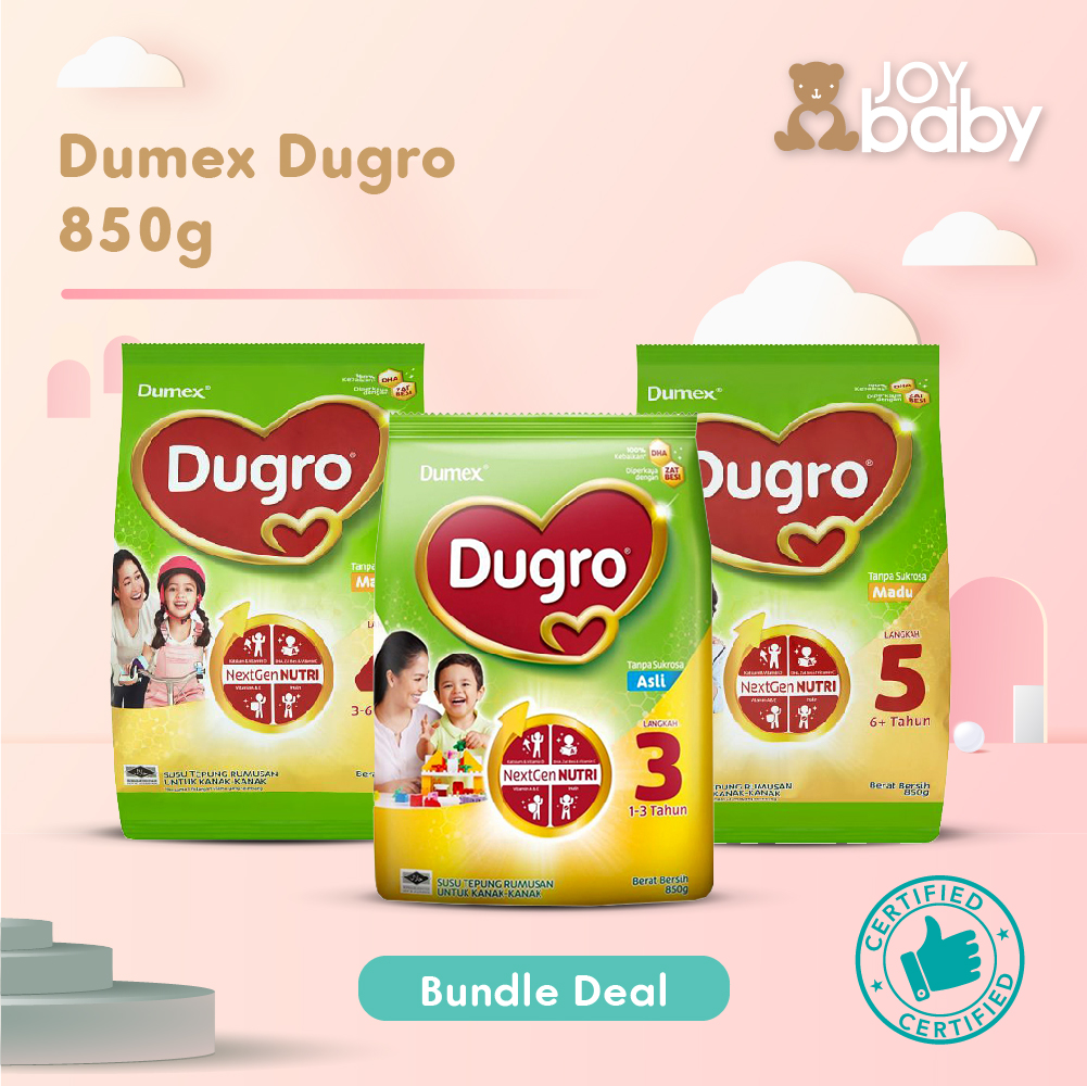 Dumex Dugro Stage 3/4/5 Bundle 3 Original/Honey/Choc 850g/1.5kg