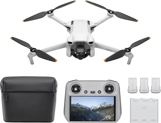 DJI Mini 3 Fly More Combo (DJI RC), Drones with Camera for Adults 4K, 3 Batteries for 114-min Flight Time, Vertical Shooting