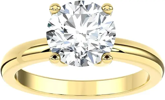 14K Yellow Gold Round-shape Lab Grown Diamond Solitaire Engagement Ring (2 cttw, E-F Color, VS1 Clarity) Size 8