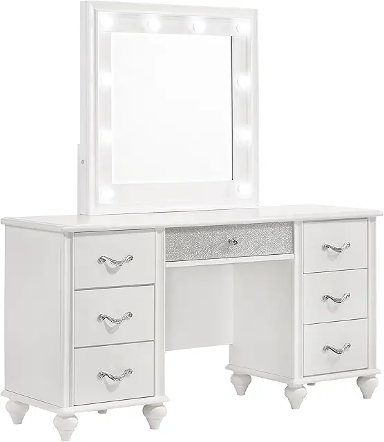 Coaster Home Furnishings - Barzini - Wood - 7-Drawer Vanity Table with Mirror